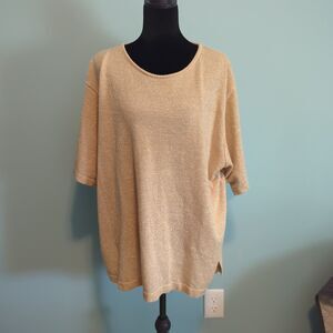 C.S.T. Studio Women's Gold shimmer Short Sleeve Pullover Shirt/Top Size 2X